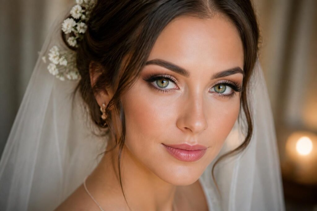 découvrez des conseils et astuces de maquillage de mariée spécialement conçus pour sublimer les yeux verts le jour de votre mariage.