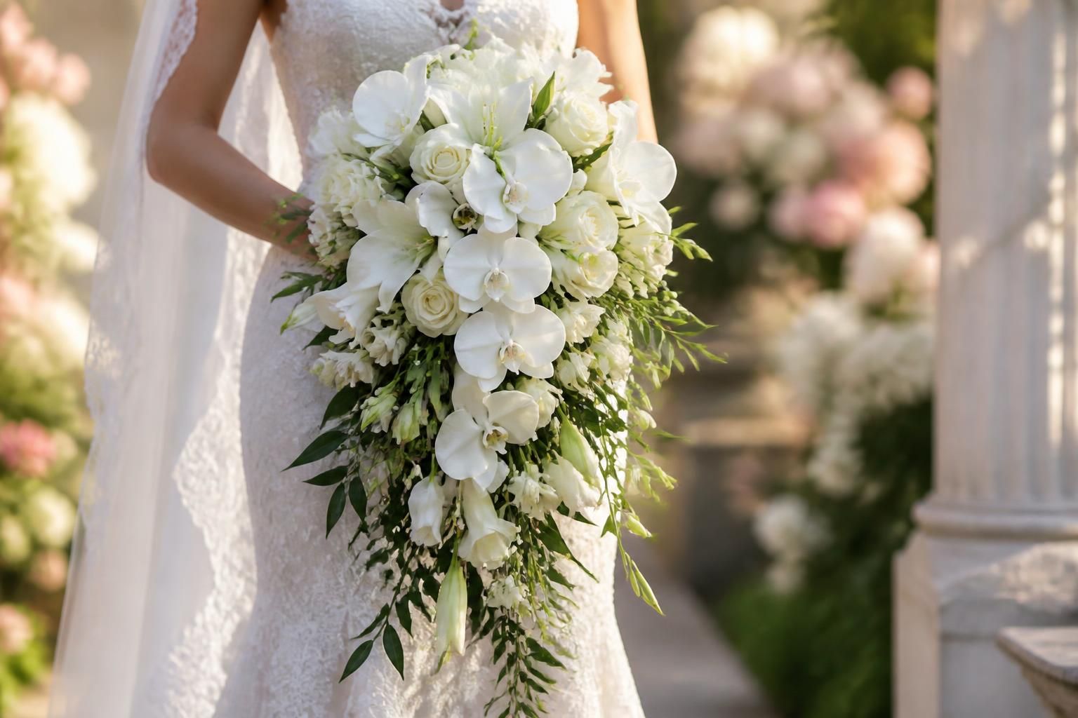 découvrez notre bouquet de mariée en cascade pour un effet wahou garanti le jour j. élégance et originalité réunies pour sublimer votre mariage.