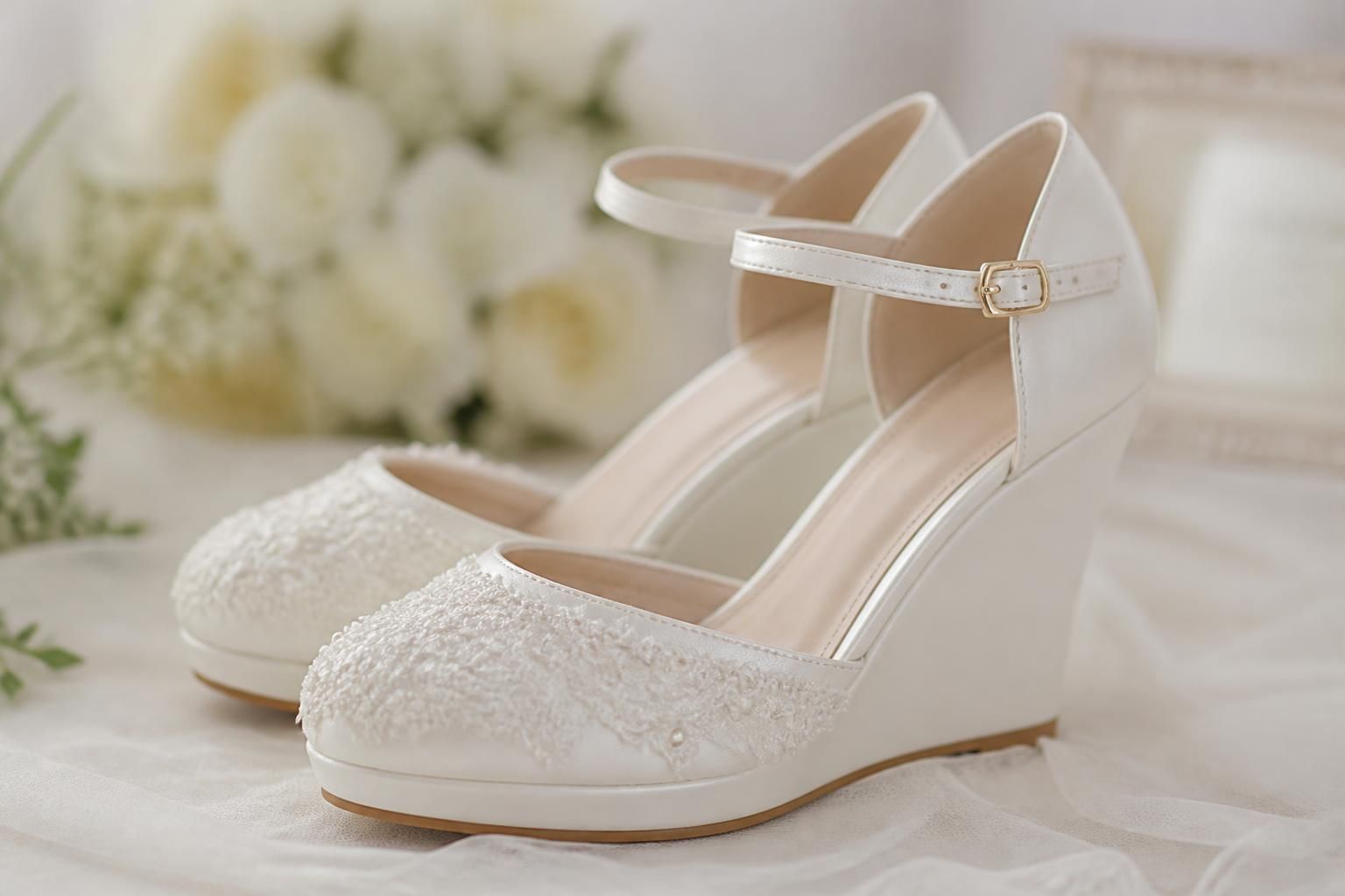 découvrez notre collection élégante de chaussures de mariée compensées alliant confort et style pour un jour inoubliable.