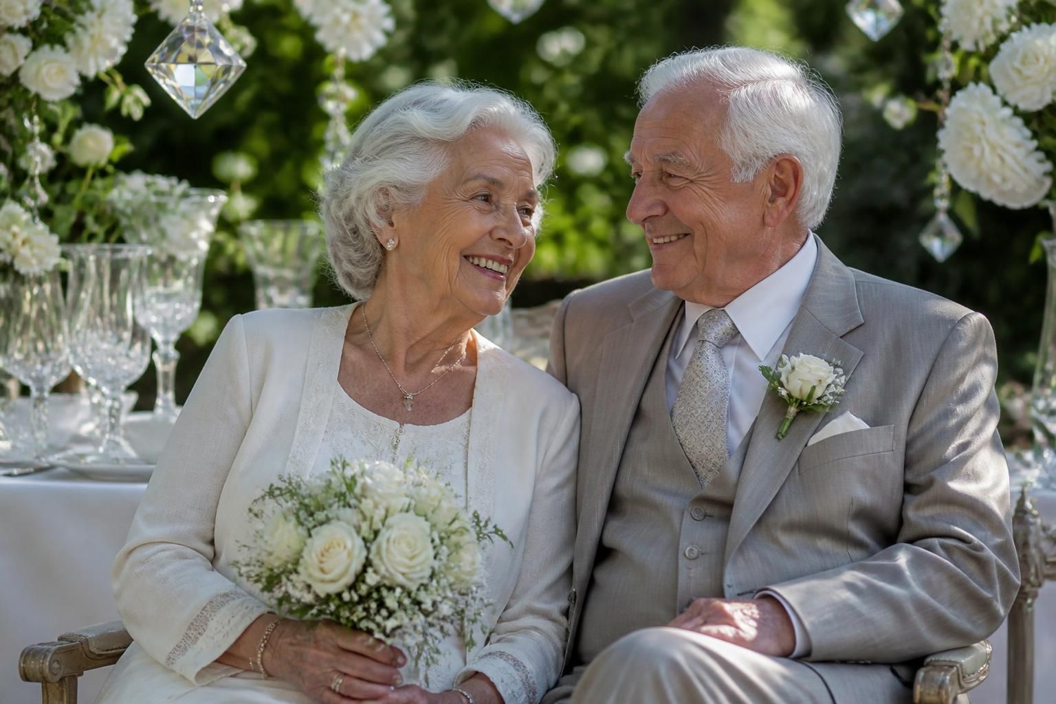 célébrez 60 ans de mariage, les noces de diamant, une étape précieuse marquée par l'amour et la fidélité durable.