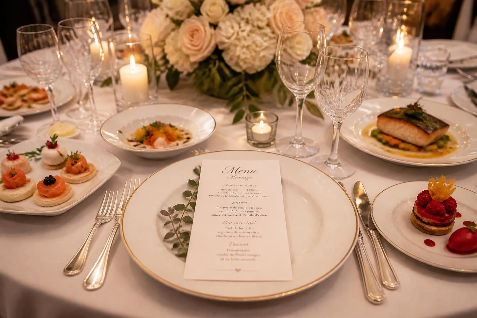 découvrez des idées et exemples inspirants pour créer un menu de mariage parfait, alliant saveurs, élégance et originalité pour votre grand jour.